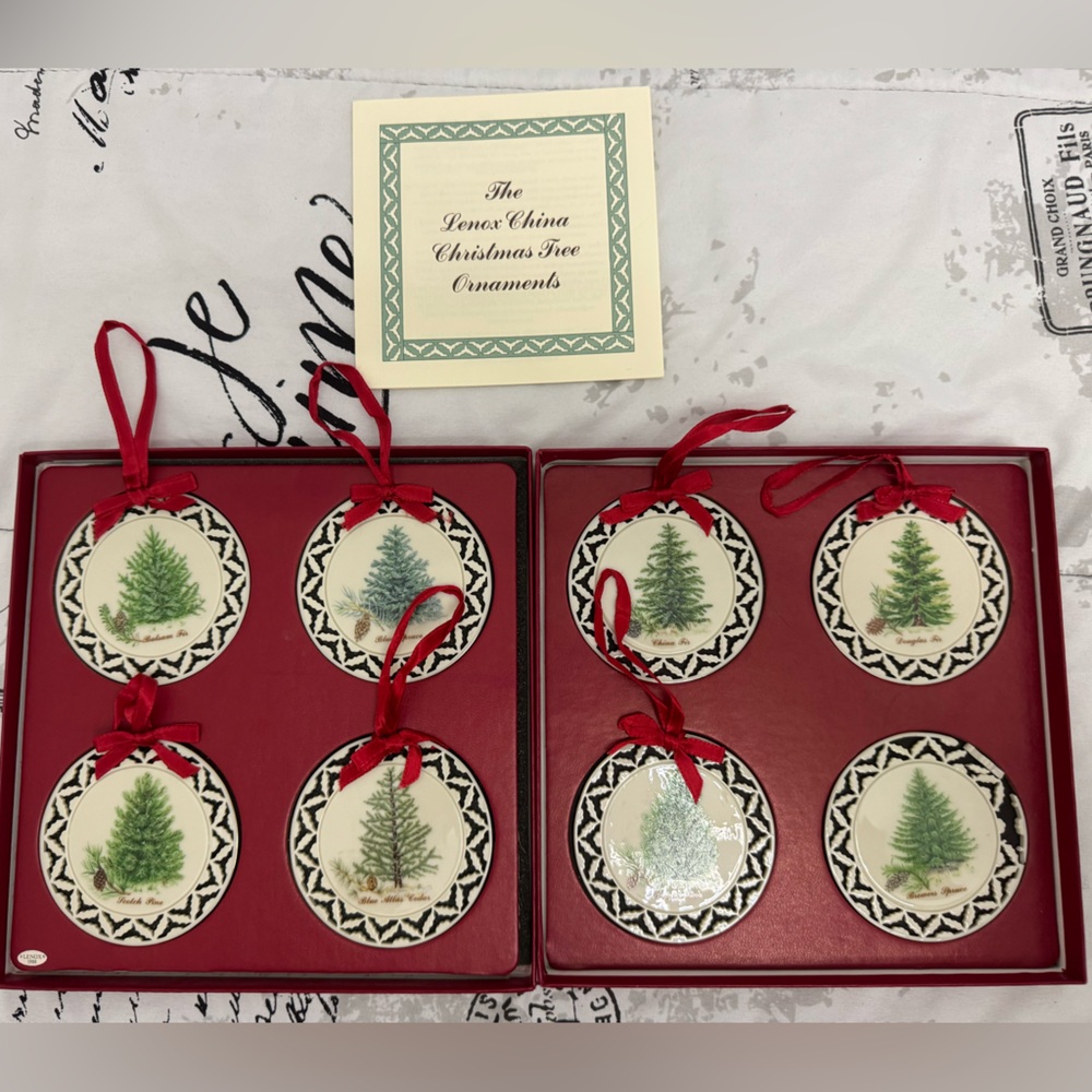 Vintage 1988 Lenox China Christmas Tree Ornaments collection.